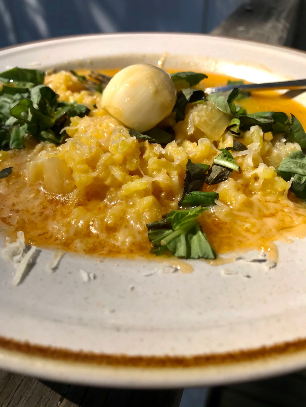 Saffron Risotto, Garlic, Basil