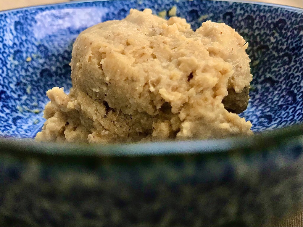 A small batch of sesame seeds, chick peas, garlic, and olive oil…