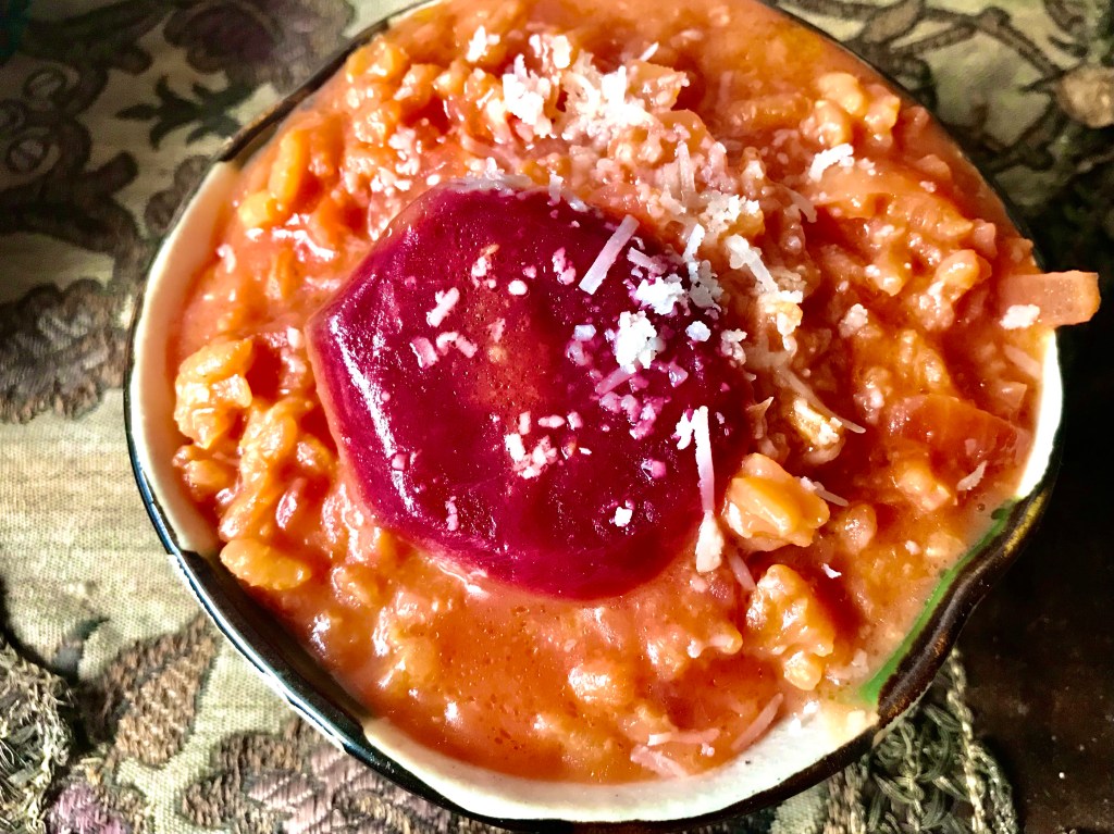 Red Beet Risotto (served)