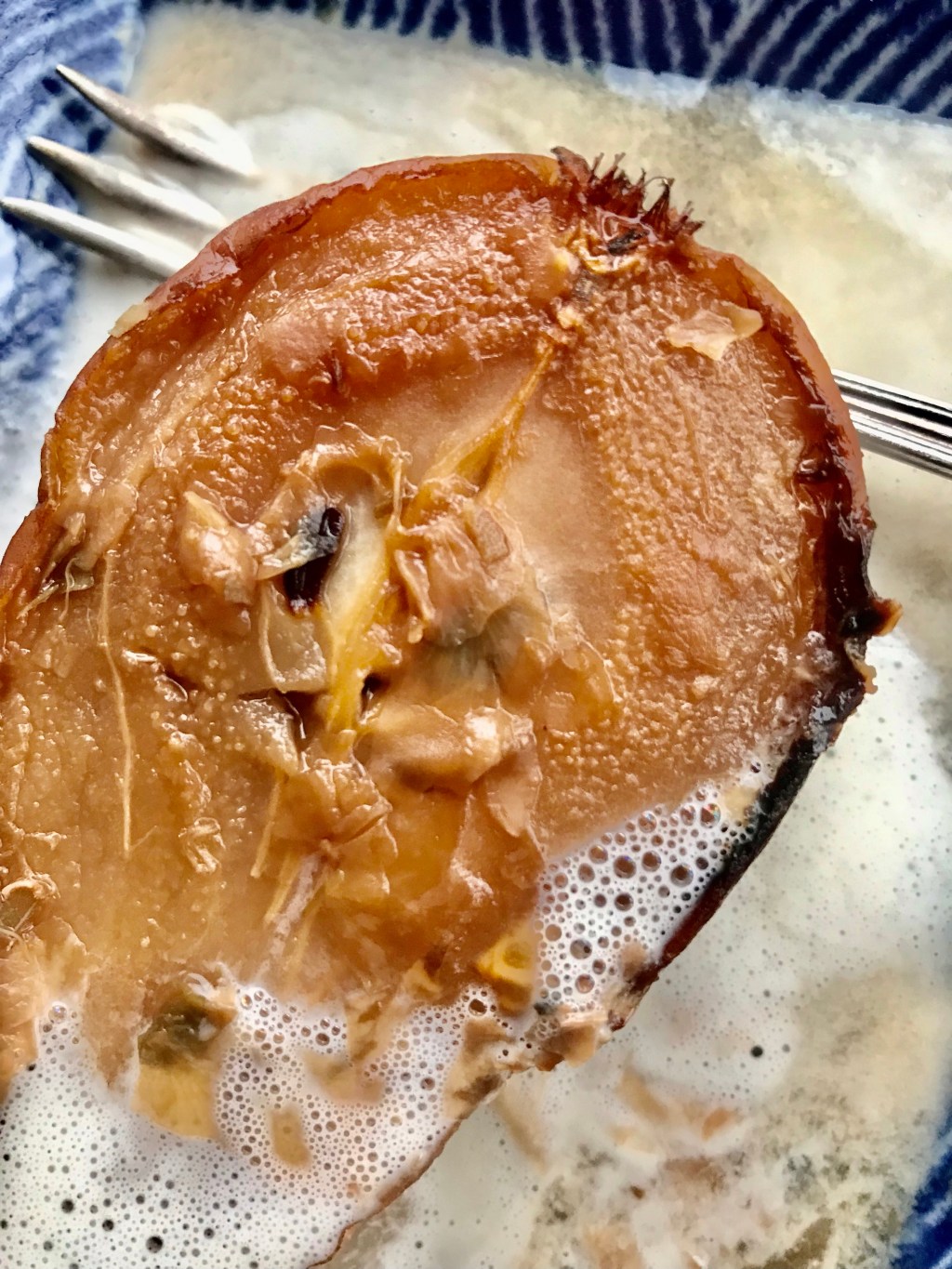 The last of my last pears in gin and&nbsp;roses