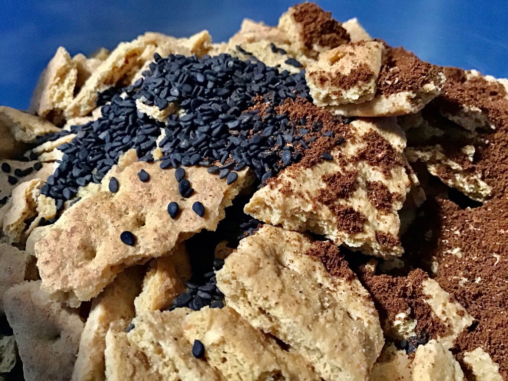 A floor of graham crackers, black sesame seeds, cloves, star anise, and&nbsp;coffee…