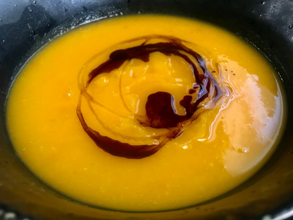 Pumpkin (Halloween recycling) soup with pumpkin seed&nbsp;oil