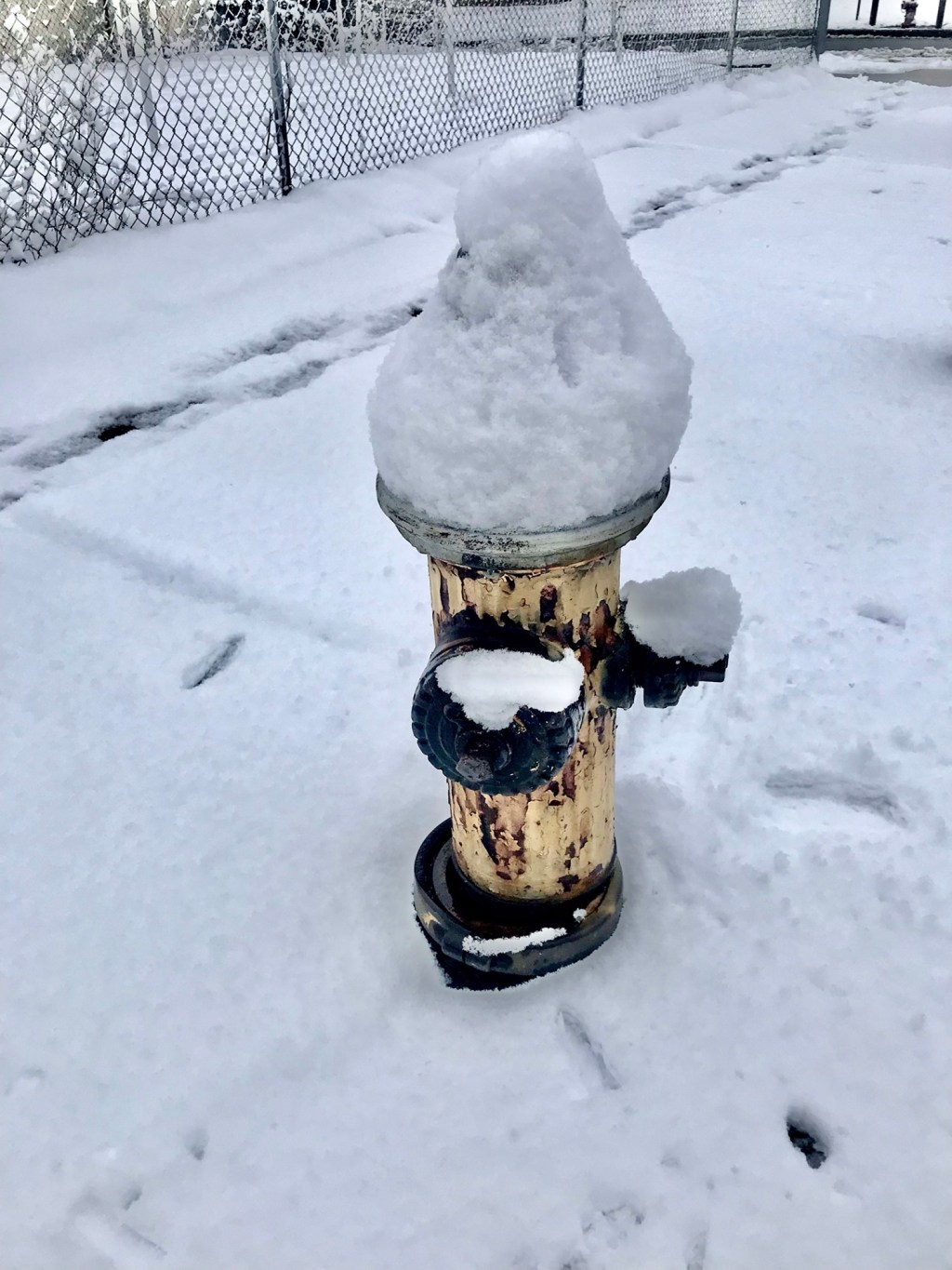 It snows around broken water hydrants in order to have them refilled once the snow&nbsp;melts