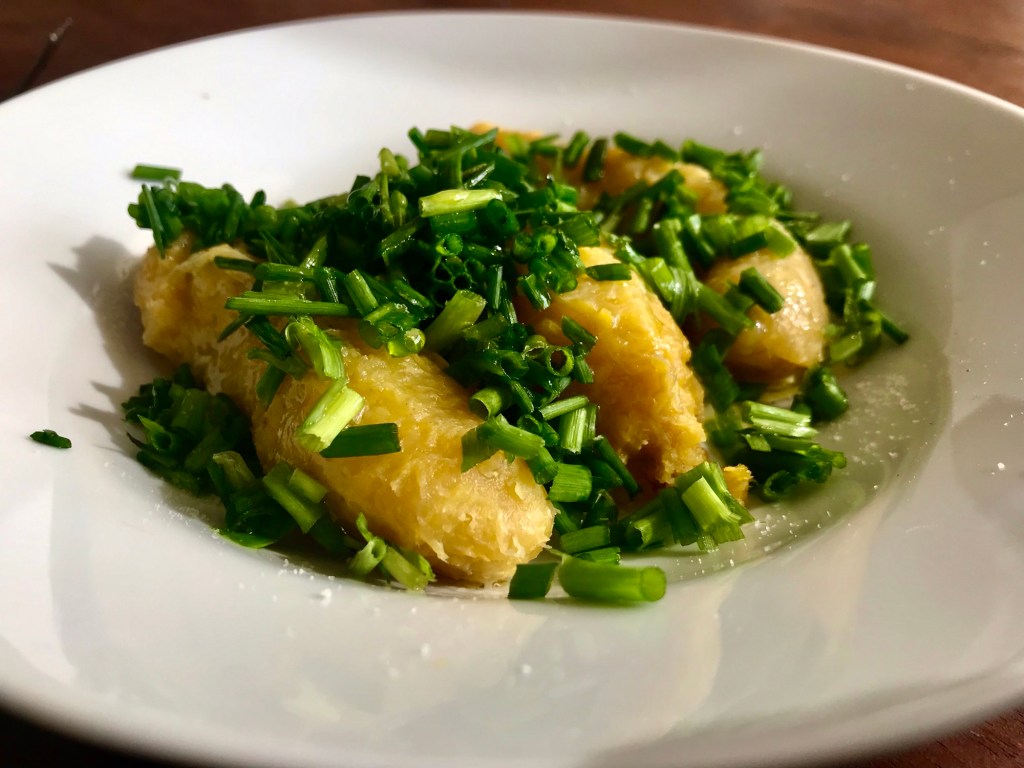 boiled bananos with chives — for&nbsp;breakfast
