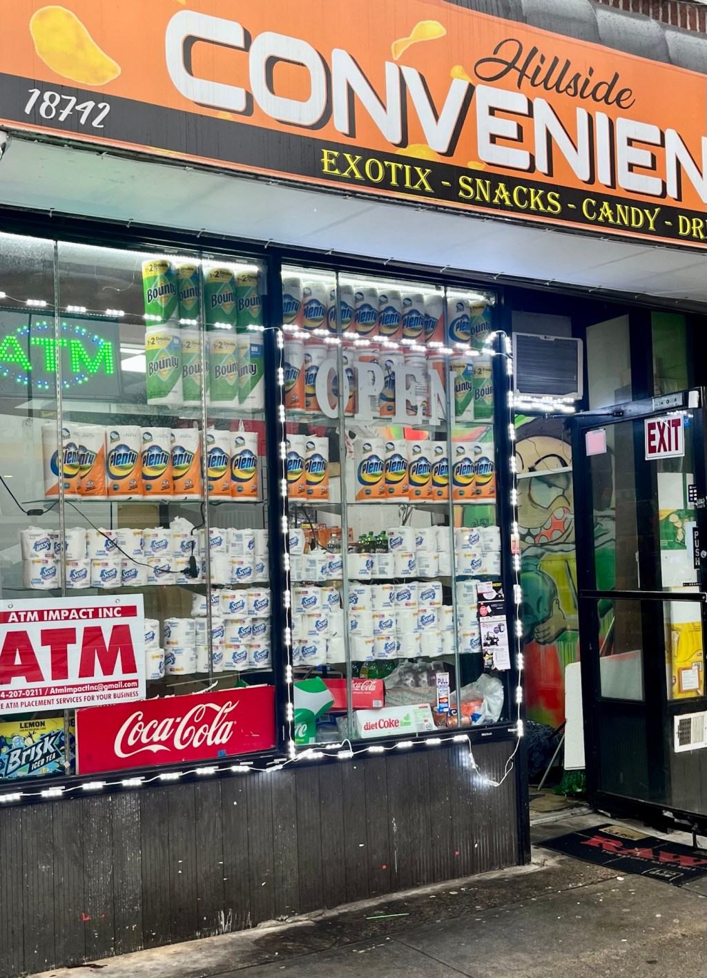 When you wish to attract costumers in need of exotics, snacks, candy, and drinks, decorate the entrance with toilet&nbsp;paper